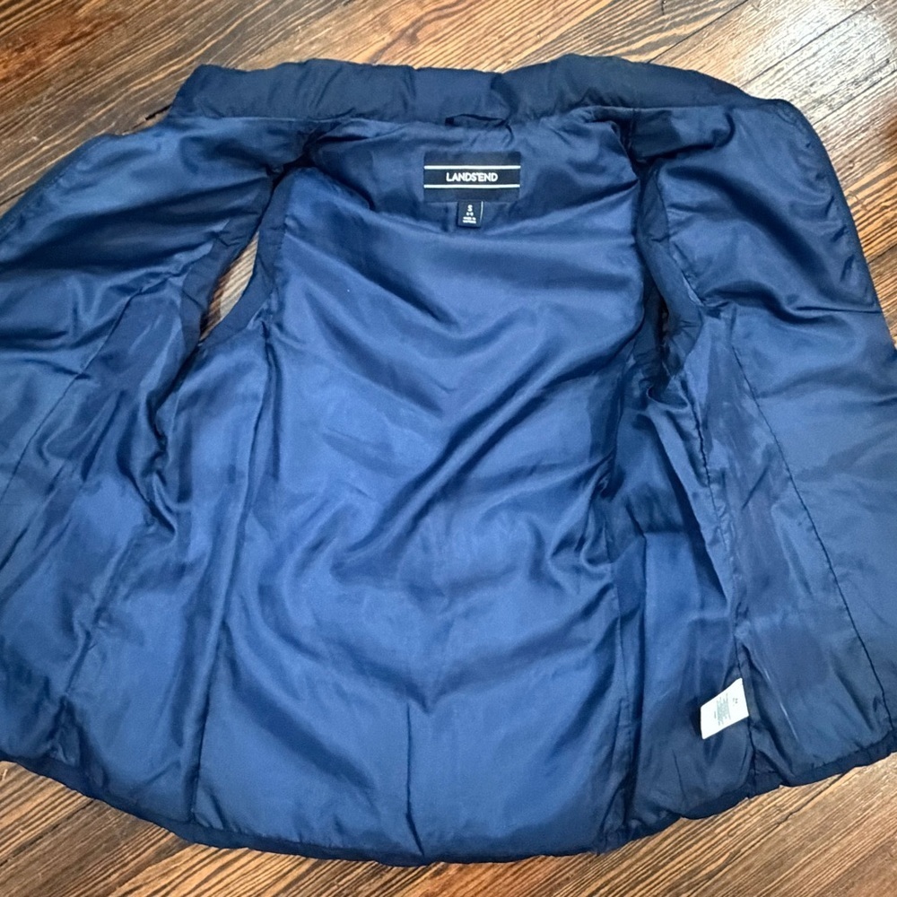 Lands End Down Feather Women’s Puffer Vest Navy Sz S 6-8 Rn62830 Full Zip - Picture 6 of 8
